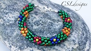 Flower beaded kumihimo bracelet