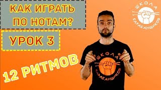 0+ Как научиться играть на барабанной установке по нотам урок 3 Шестнадцатые ноты