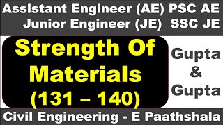 Strength of materials / SOM (131 to 140) - Gupta and gupta | sscje civil engineering | civil mcq que
