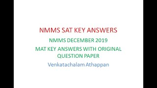 NMMS DECEMBER 2019 SAT KEY ANSWERS WITH ORIGINAL QUESTION PAPER
