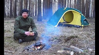 ОДИН в лесу.  Одиночный поход с ночевкой.