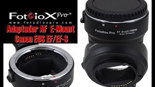 Adaptador Fotodiox Pro Fusion AF E-Mount p/Canon EF/EF-S (EspañolMX)