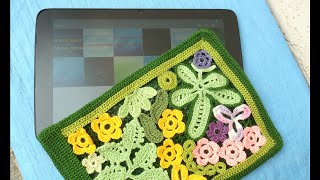 Чехол на планшет, связаный элементами ирландского кружева.  How to connect to the tablet case.