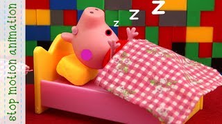Lego house Peppa Pig TV toys stop motion animation in english