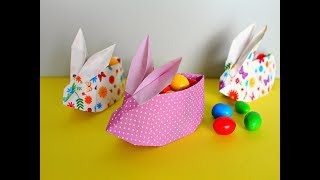 Оригами коробочка Кролик /Зайчик из бумаги.DIY Caja Conejo de papel. Origami Bunny/Rabbit Basket/box