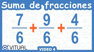 Suma de 3 fracciones con el mismo denominador | Aritmética - Vitual