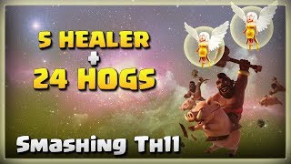5 Healer + 24 Hogs = Smashing Th11 | TH11 War Strategy #232 | COC 2018 |