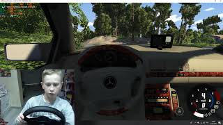 Мерседес W140 по деревенской дороге тест в Beamng Drive