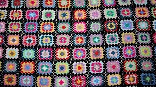 Одеяло "бабушкин квадрат". Мотивы крючком.Часть 1- вяжем мотив. Afgan blanket. Easy pattern.