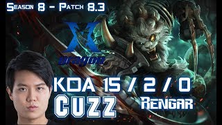 KZ Cuzz RENGAR vs KHA'ZIX Jungle - Patch 8.3 KR Ranked