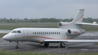 Dassault Falcon 7x VQ-BSN Shell Aircraft - Rainy Take off - Gloucestershire Airport