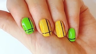Летний маникюр с полосками на короткие ногти