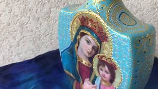 271. Декор бутылки для Святой воды. Декупаж и точечная роспись.