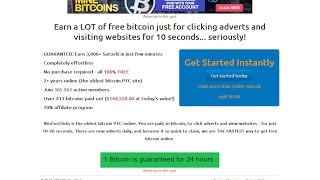 Заработок биткоинов без вложений на сайте Bitsforclicks