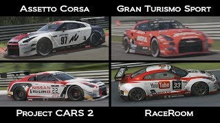 Assetto Corsa vs GT Sport vs Project CARS 2 vs RaceRoom Nissan GT R GT3