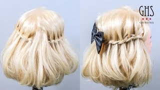 ゆるふわボブ：編み込みミディアムハーフアップヘアアレンジ