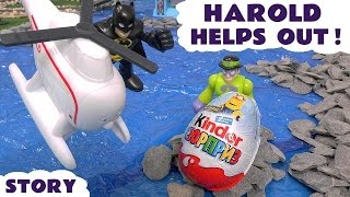 Thomas and Friends Harold helps Batman and Robin defeat The Joker | Kinder Surprise Egg story