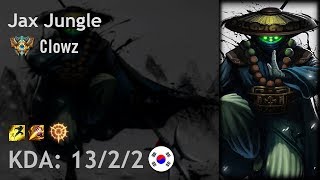 Jax Jungle vs Lee Sin - Clowz - KR Challenger Patch 7.24