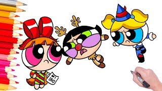 Coloring Powerpuff Girls Rowdyruff Boys Brick Boomer Butch Blossom Bubbles surprise eggs