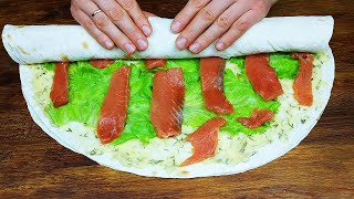 Готовлю только к особому случаю! Волшебно вкусно и проще многих закусок! Рулет из лаваша с рыбой.