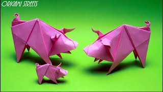 Как сделать поросёнка из бумаги. Оригами поросёнок из бумаги. Символ года.