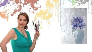 Как нарисовать букет в вазе акрилом или гуашью