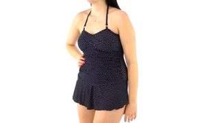 Ceeb Black Polka Dot Bandeau Skirted Mio One Piece | SwimOutlet.com