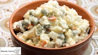 Салат Оливье с солеными огурцами