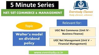 Walter Model of Dividend Policy | 5 Minute Series | NTA UGC Net Commerce & Management