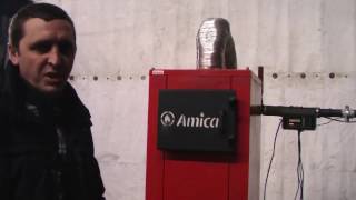Amica Time (Амика Тайм) твердотопливный отопительный котел длительного нижнего горения. Видео обзор