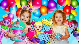 РАСПАКОВКА ПОДАРКОВ на День Рождения АЛИСЫ! #RAINBOCORNS #PIKMIPOPS #POLLYPOCKET #CAPSULECHIX 0+