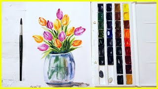 ?Рисуем букет тюльпанов акварелью! Запись трансляции!