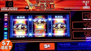 ?HOT HOT SUPER JACKPOTS TRIPLE GOLDEN CHERRIES? Slot Machine $7 Max Bet Bonuses Won ! Nice Play