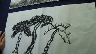 MOV00193광진문화예술회관 한국화 수묵채색 산수화반 소나무 그리기 수업02