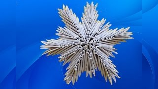 НОВОГОДНЯЯ  ЗВЕЗДА - СНЕЖИНКА.  Модульное оригами своими руками. Видео