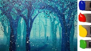 Рисуем волшебный ЛЕС акрилом / How to paint a magic forest with acrylic