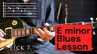 Easy E Minor (Em) 10 minor Blues Licks Lesson