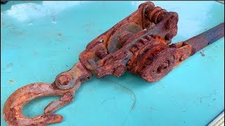 Restoration machine winch old | Rusty puller Scissor lift tool restore