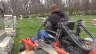 FLYING THROUGH HEADSTONES - lawn care - mowing business- vlog