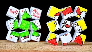Двигающиеся 4D КУБИКИ - ОТКРЫТКА из БУМАГИ / НОВОГОДНИЕ ПОДЕЛКИ