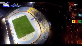 ردة فعل المعلق القطري عندما رأى ملعب الشعب من الجو