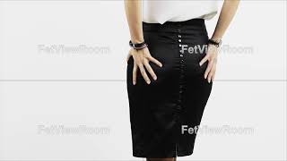 Close up business woman ass in black skirt.