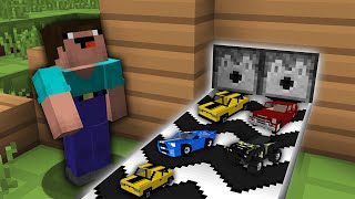 Minecraft NOOB vs PRO: NOOB BUILT SUPER CAR FACTORY IN THIS VILLAGE Challenge 100% trolling