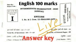 English 100 Answer key 2020  || 12th English 100 marks Answer key i ||