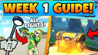 Fortnite SEASON 6 WEEK 1 CHALLENGES GUIDE! Streetlight Spotlight LOCATIONS!! (Battle Royale)