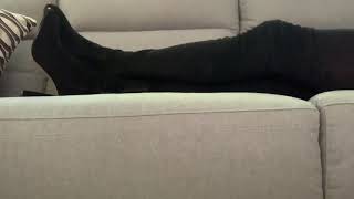Boots trampling on couch