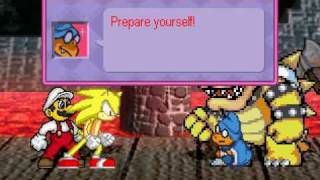 Super Sonic(Me) and Super Fire Mario vs Kamek and Bowser M.U.G.E.N Battle