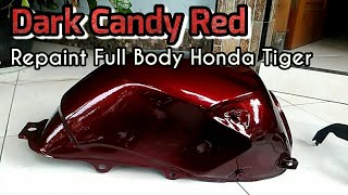 Repaint Full Body Honda Tiger Warna Dark Red Candy Samurai Paint