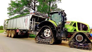 Claas Axion 930 with belts + Fliegl ASW 3101 with Mobilfast