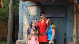 GASTON gets lots of hugs at Disney World Magic Kingdom